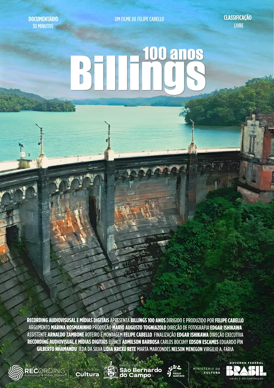 Pôster oficial do documentário Billings 100 Anos